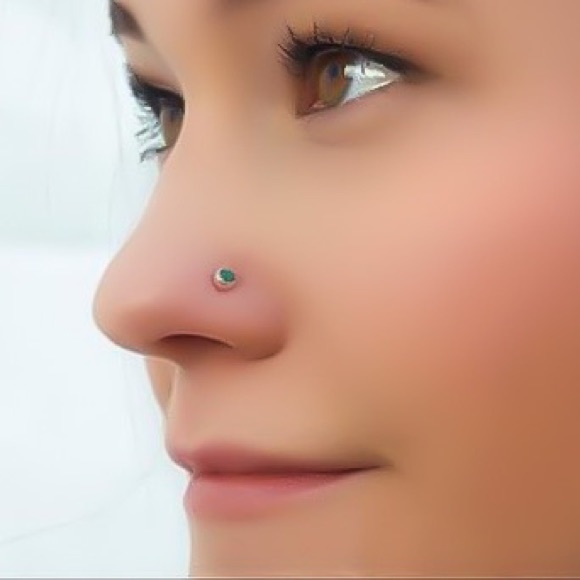 925 sterling silver malachite nose ring stud screw - Picture 2 of 8